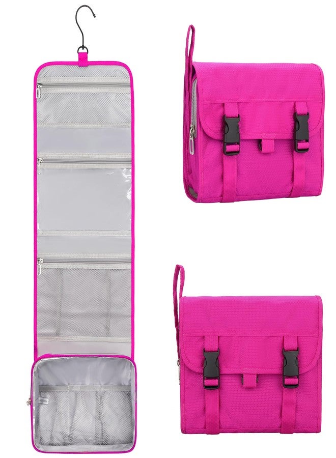 Relavel HangingTravel Toiletry Bag for Women, Large Capacity Toiletries Bag, Travel Essentials Organizer, Hanging Makeup Case for Accessories, Waterproof Bathroom Shower Bag (hot pink) - Image 1